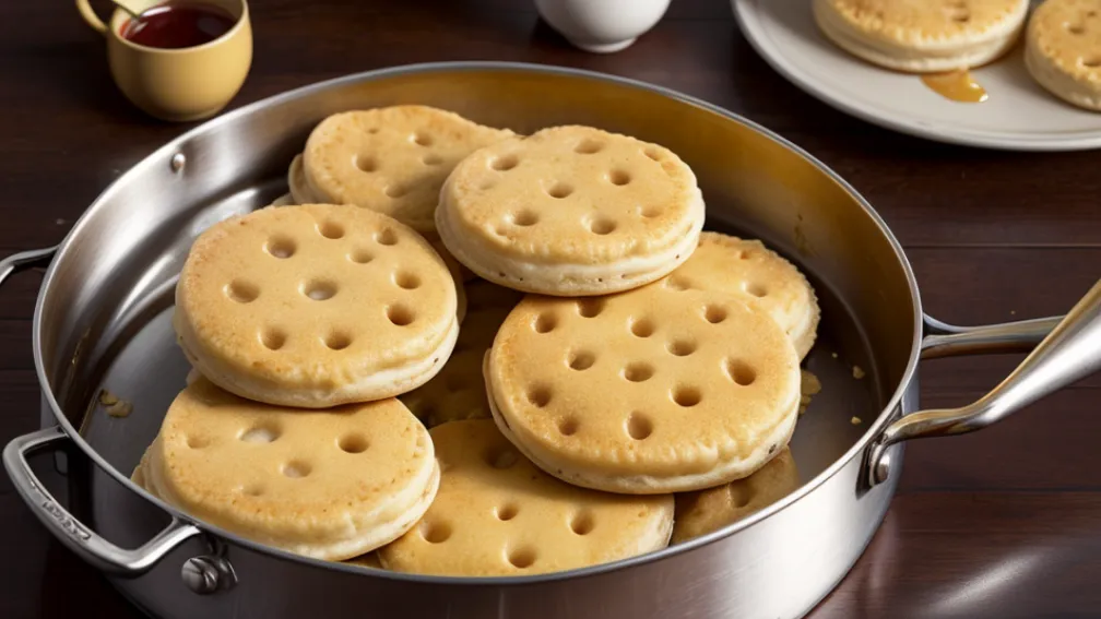 Crumpets: Rețeta englezească de brioșe cu găuri, gata în tigaie