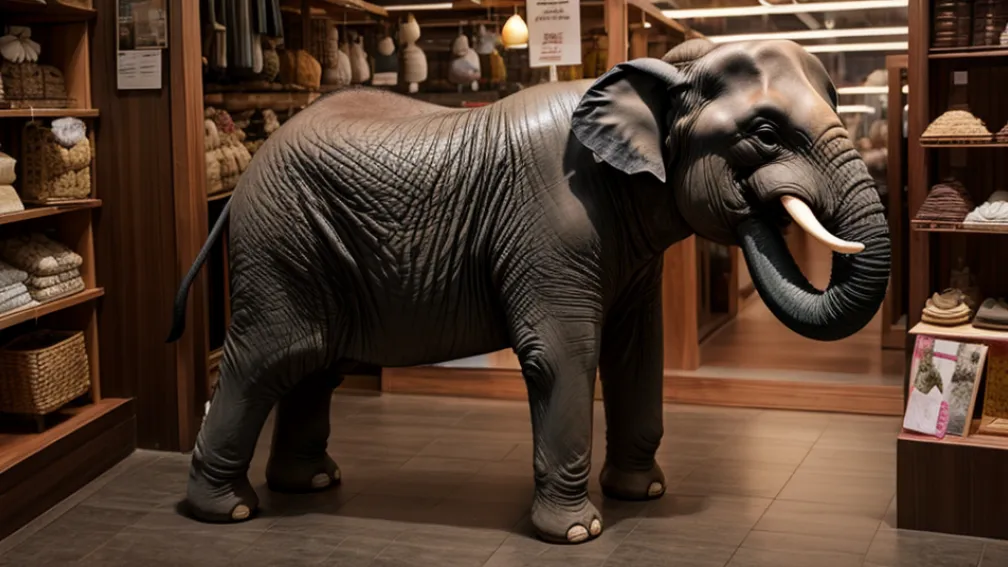 Un elefant sălbatic a intrat într-un magazin din Thailanda în căutare de mâncare