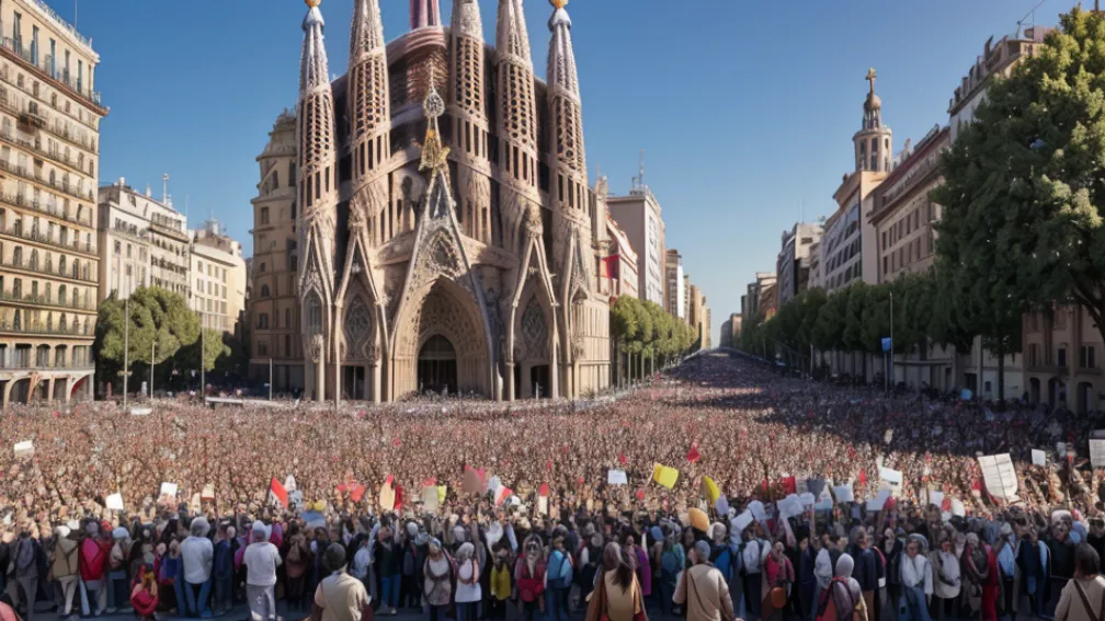 Protest la Barcelona: Sute de persoane s-au manifestat împotriva turismului de masă