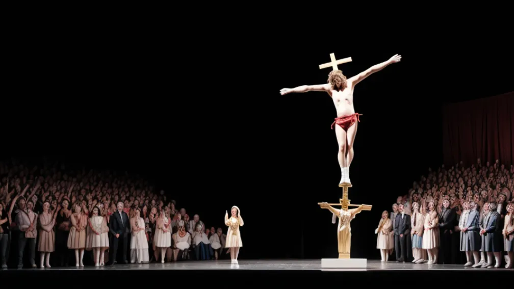 Comediantă, denunțată după ce a simulat masturbarea cu un crucifix într-o biserică