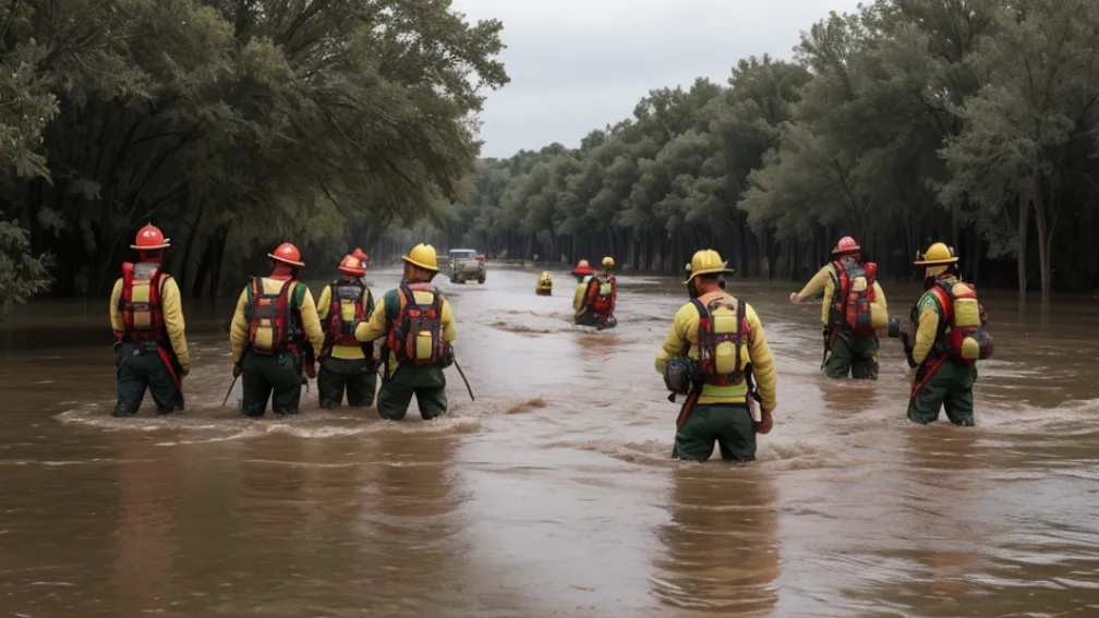 Pompieri mexicani ajută la operațiunile de salvare în urma inundațiilor din Texas: Reportaj foto