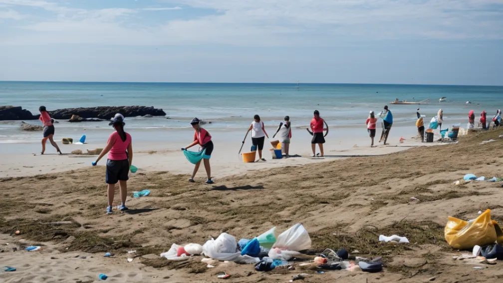 Voluntari au curățat plaja Barceloneta: 90 kg de gunoi colectate