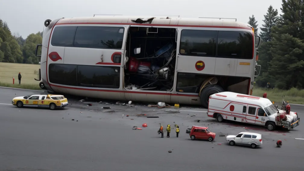 Accident în Barcelona: Un autocar cu 60 de pasageri s-a răsturnat pe C-32, doi răniți grav