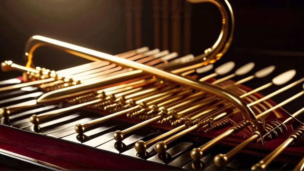 Fuziune abstractă de instrumente și simboluri muzicale tradiționale și moderne