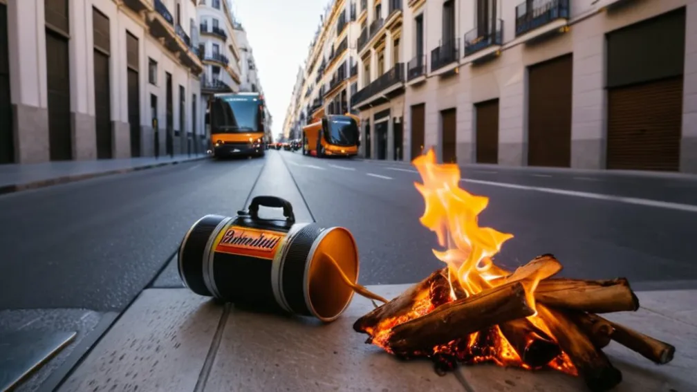 Incercare de incendiu pe trotuierii din Madrid