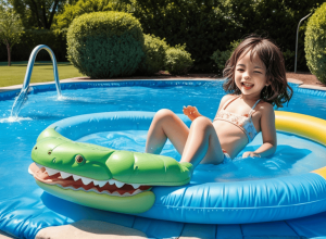 Piscina gonflabilă pentru copii cu tobogan și fântână: distracție garantată pe tot parcursul verii