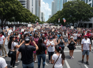 O femeie este arestată în timpul dezbaterii unei propuneri de migrație în Miami