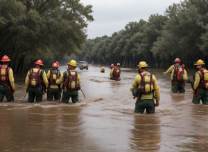 Pompieri mexicani ajută la operațiunile de salvare în urma inundațiilor din Texas: Reportaj foto