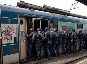 Patru persoane reținute în Tarragona pentru graffiti pe un tren și fugă