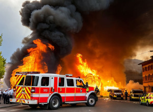 Incendiu major la un bazar din Pamplona: Patru clădiri evacuate, pompierii continuă intervenția