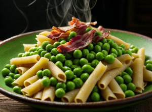 Rețetă Rapidă: Paste cu Mazăre și Pancetă Crocantă – Cina Perfectă în 15 Minute